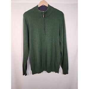 J McLaughlin 1/4 Zip Cotton Mock Neck Knit Sweater Preppy Minimalist  Mens M‎